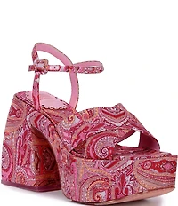 Antonio Melani x Amanda Jones Vaughan Cece Paisley Print Platform Block Heel Dress Sandals