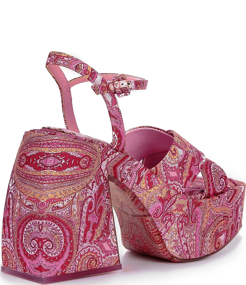 Antonio Melani x Amanda Jones Vaughan Cece Paisley Print Platform Block Heel Dress Sandals