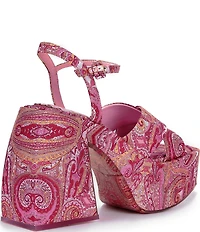Antonio Melani x Amanda Jones Vaughan Cece Paisley Print Platform Block Heel Dress Sandals