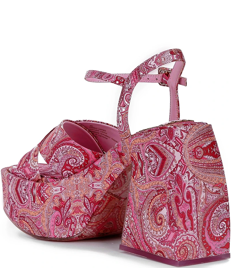 Antonio Melani x Amanda Jones Vaughan Cece Paisley Print Platform Block Heel Dress Sandals