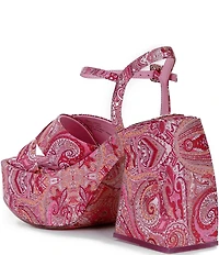 Antonio Melani x Amanda Jones Vaughan Cece Paisley Print Platform Block Heel Dress Sandals