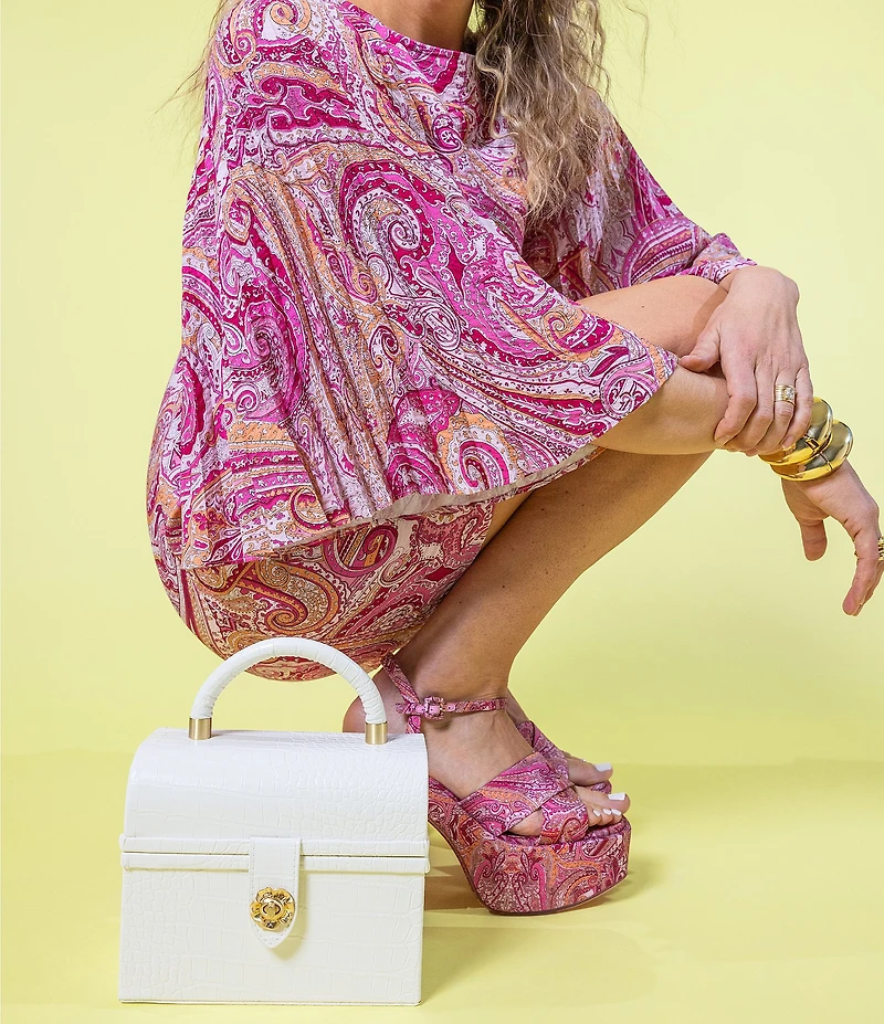 Antonio Melani x Amanda Jones Vaughan Cece Paisley Print Platform Block Heel Dress Sandals