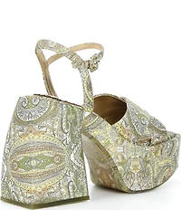 Antonio Melani x Amanda Jones Vaughan Cece Paisley Print Platform Block Heel Dress Sandals