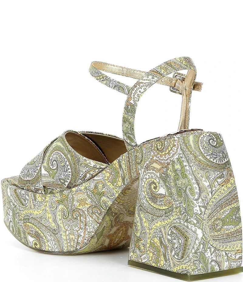 Antonio Melani x Amanda Jones Vaughan Cece Paisley Print Platform Block Heel Dress Sandals