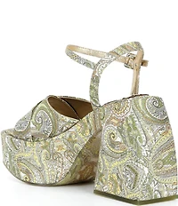 Antonio Melani x Amanda Jones Vaughan Cece Paisley Print Platform Block Heel Dress Sandals