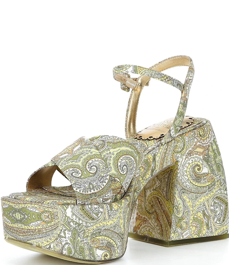 Antonio Melani x Amanda Jones Vaughan Cece Paisley Print Platform Block Heel Dress Sandals