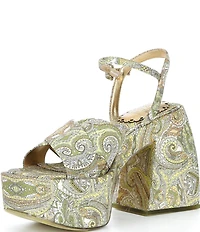 Antonio Melani x Amanda Jones Vaughan Cece Paisley Print Platform Block Heel Dress Sandals