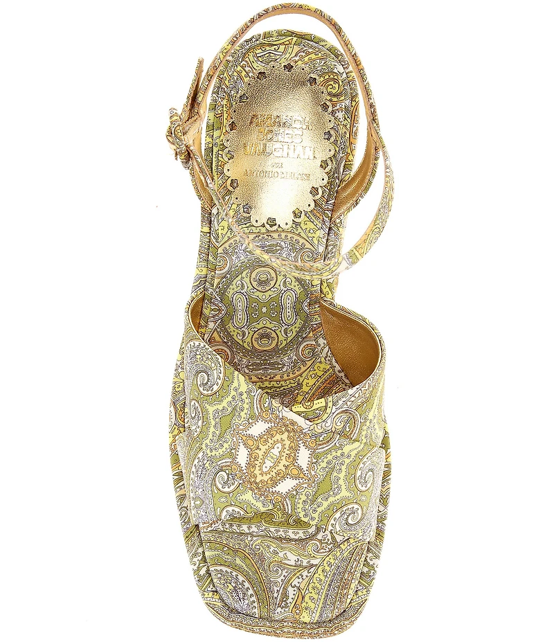 Antonio Melani x Amanda Jones Vaughan Cece Paisley Print Platform Block Heel Dress Sandals