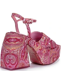 Antonio Melani x Amanda Jones Vaughan Cece Paisley Print Platform Block Heel Dress Sandals