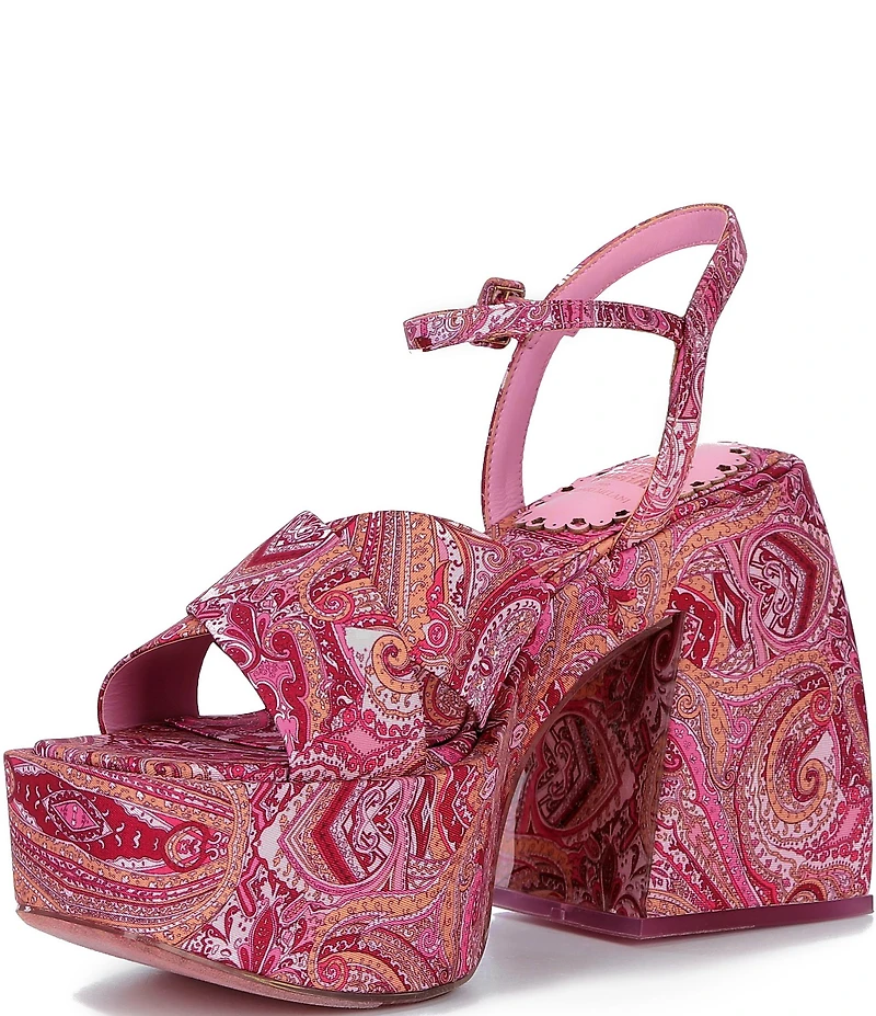 Antonio Melani x Amanda Jones Vaughan Cece Paisley Print Platform Block Heel Dress Sandals