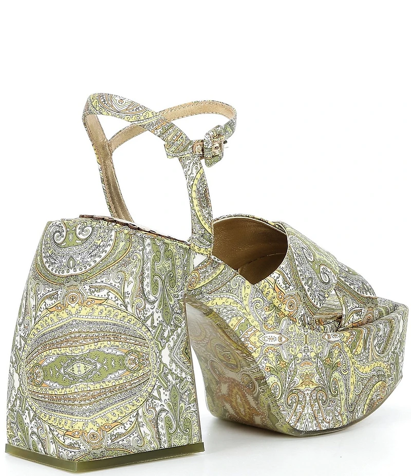 Antonio Melani x Amanda Jones Vaughan Cece Paisley Print Platform Block Heel Dress Sandals