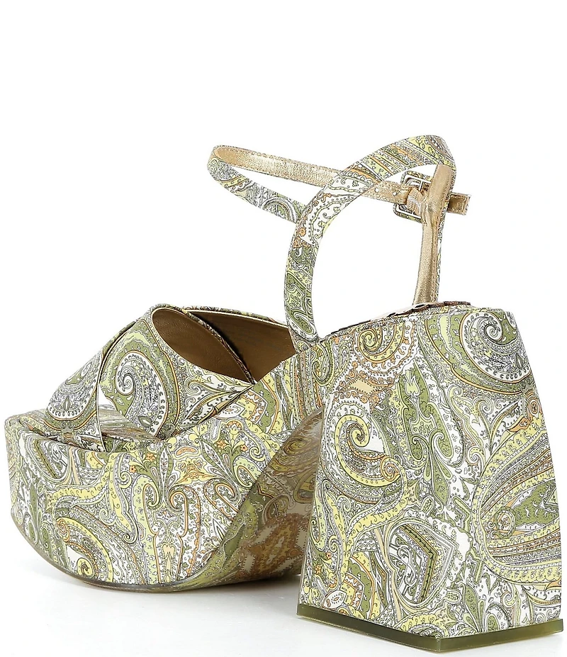 Antonio Melani x Amanda Jones Vaughan Cece Paisley Print Platform Block Heel Dress Sandals