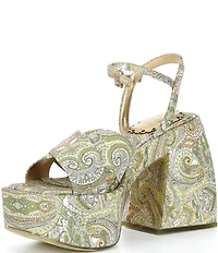 Antonio Melani x Amanda Jones Vaughan Cece Paisley Print Platform Block Heel Dress Sandals