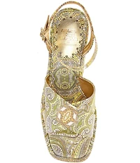 Antonio Melani x Amanda Jones Vaughan Cece Paisley Print Platform Block Heel Dress Sandals