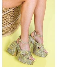 Antonio Melani x Amanda Jones Vaughan Cece Paisley Print Platform Block Heel Dress Sandals
