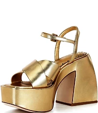 Antonio Melani x Amanda Jones Vaughan Ginger Metallic Leather Platform Block Heel Dress Sandals