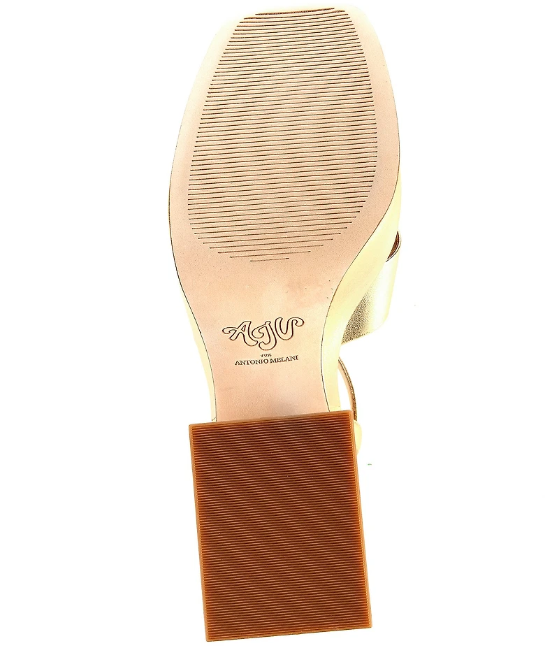 Antonio Melani x Amanda Jones Vaughan Ginger Metallic Leather Platform Block Heel Dress Sandals