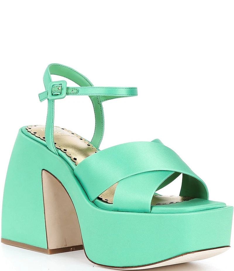 Antonio Melani x Amanda Jones Vaughan Ginger Satin Platform Block Heel Dress Sandals