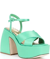 Antonio Melani x Amanda Jones Vaughan Ginger Satin Platform Block Heel Dress Sandals
