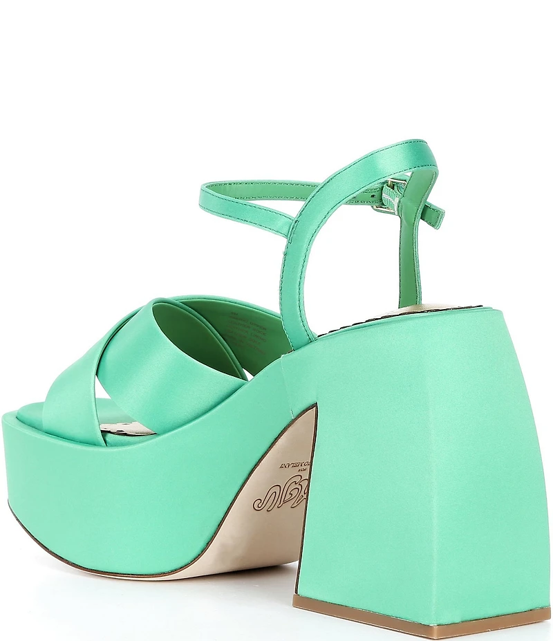 Antonio Melani x Amanda Jones Vaughan Ginger Satin Platform Block Heel Dress Sandals