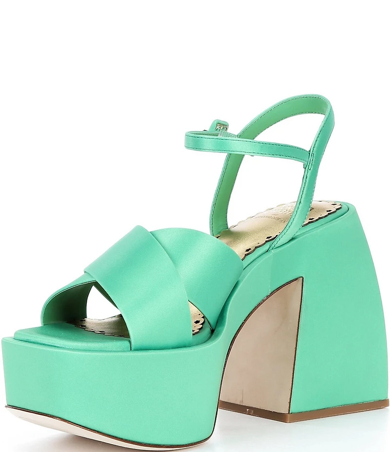 Antonio Melani x Amanda Jones Vaughan Ginger Satin Platform Block Heel Dress Sandals