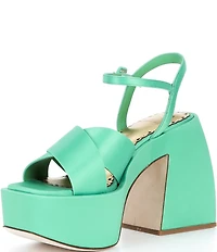 Antonio Melani x Amanda Jones Vaughan Ginger Satin Platform Block Heel Dress Sandals