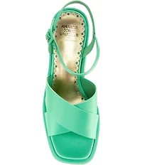 Antonio Melani x Amanda Jones Vaughan Ginger Satin Platform Block Heel Dress Sandals