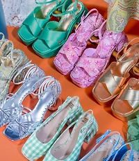 Antonio Melani x Amanda Jones Vaughan Ginger Satin Platform Block Heel Dress Sandals