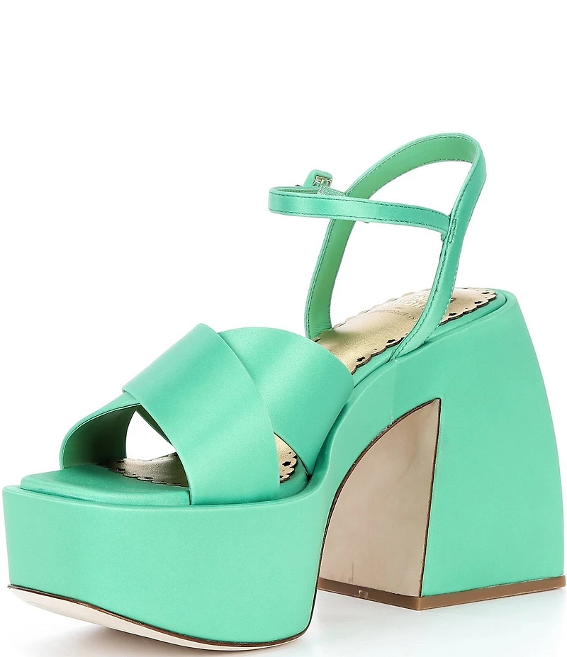 Antonio Melani x Amanda Jones Vaughan Ginger Satin Platform Block Heel Dress Sandals