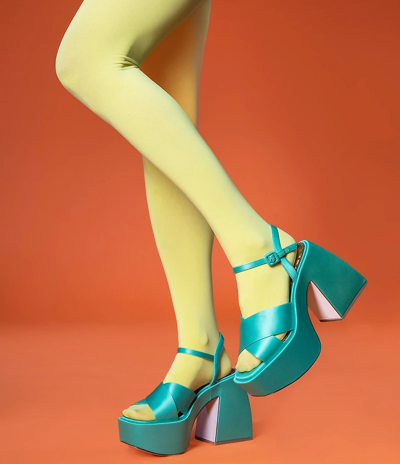 Antonio Melani x Amanda Jones Vaughan Ginger Satin Platform Block Heel Dress Sandals