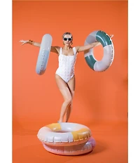 Antonio Melani x Amanda Jones Vaughan Macon 3D Floral Textured Square Neck One Piece Swimsuit