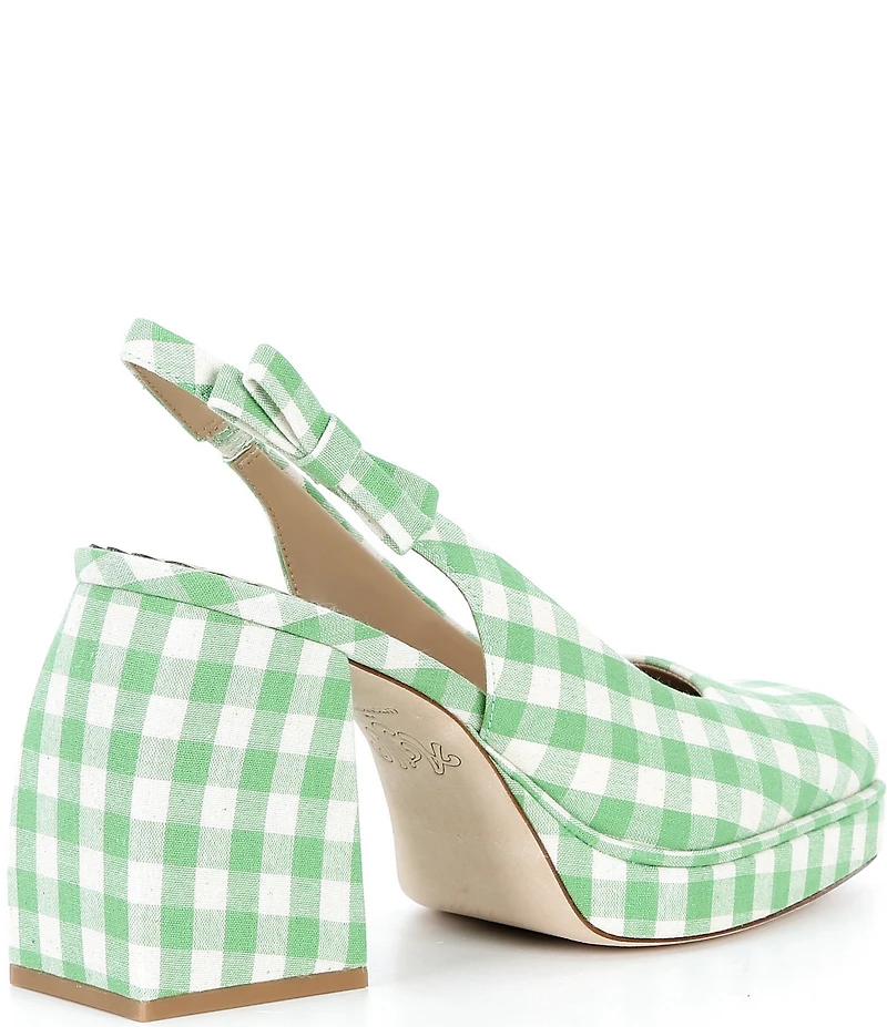 Antonio Melani x Amanda Jones Vaughan Penny Gingham Platform Block Heel Slingback Pumps