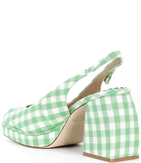Antonio Melani x Amanda Jones Vaughan Penny Gingham Platform Block Heel Slingback Pumps