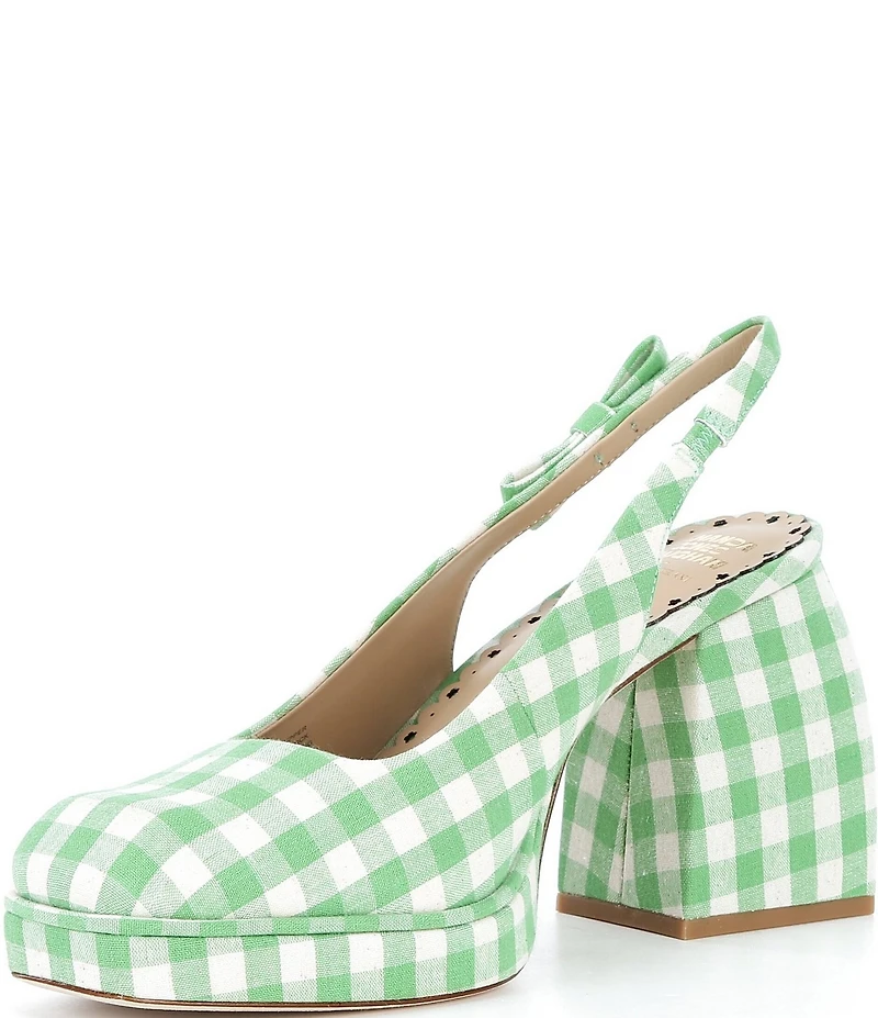 Antonio Melani x Amanda Jones Vaughan Penny Gingham Platform Block Heel Slingback Pumps