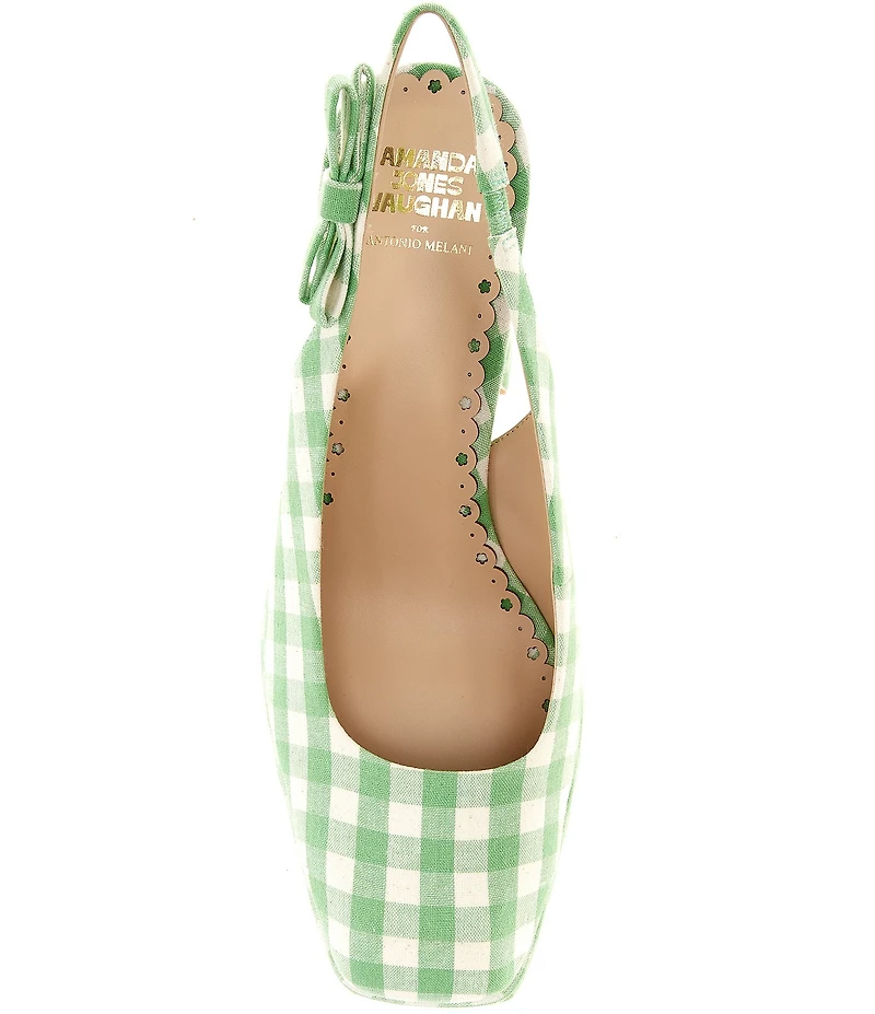 Antonio Melani x Amanda Jones Vaughan Penny Gingham Platform Block Heel Slingback Pumps