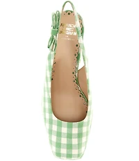 Antonio Melani x Amanda Jones Vaughan Penny Gingham Platform Block Heel Slingback Pumps