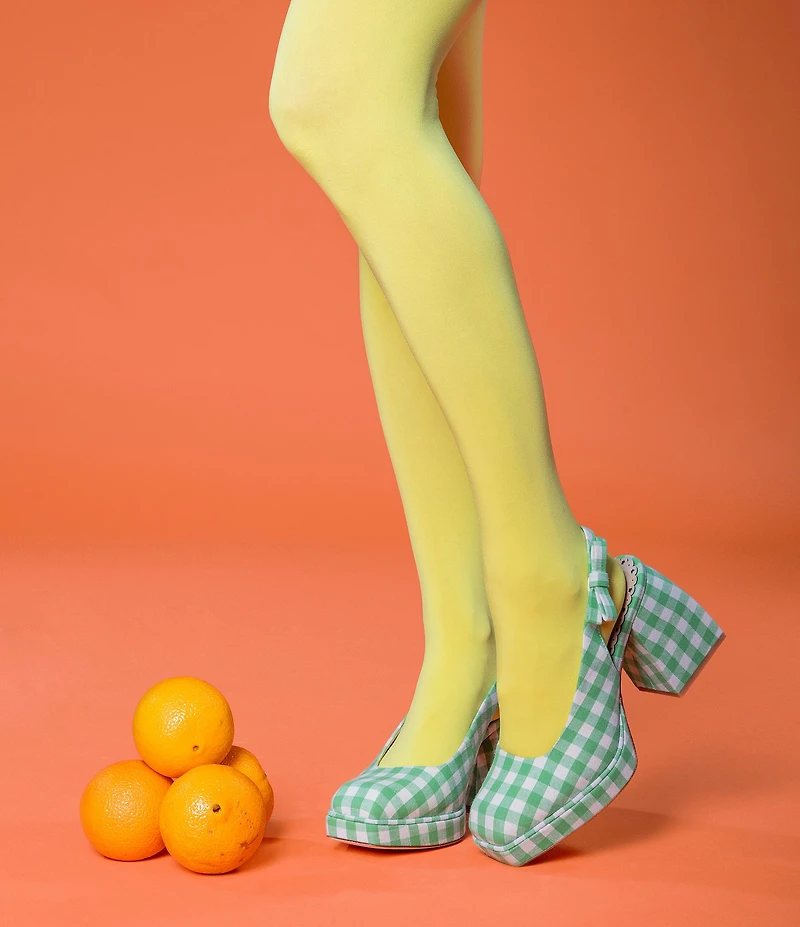 Antonio Melani x Amanda Jones Vaughan Penny Gingham Platform Block Heel Slingback Pumps