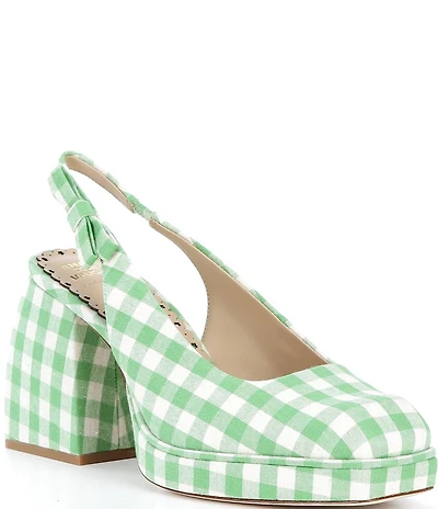 Antonio Melani x Amanda Jones Vaughan Penny Gingham Platform Block Heel Slingback Pumps