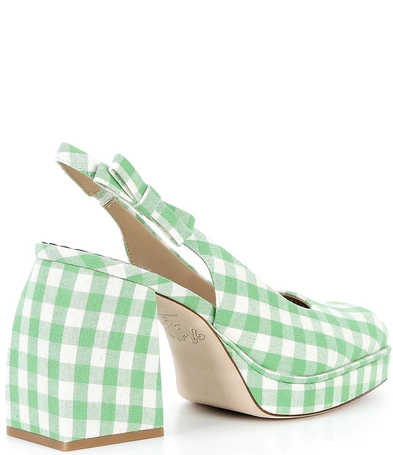 Antonio Melani x Amanda Jones Vaughan Penny Gingham Platform Block Heel Slingback Pumps