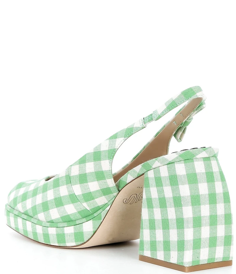 Antonio Melani x Amanda Jones Vaughan Penny Gingham Platform Block Heel Slingback Pumps
