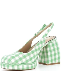 Antonio Melani x Amanda Jones Vaughan Penny Gingham Platform Block Heel Slingback Pumps