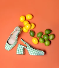 Antonio Melani x Amanda Jones Vaughan Penny Gingham Platform Block Heel Slingback Pumps