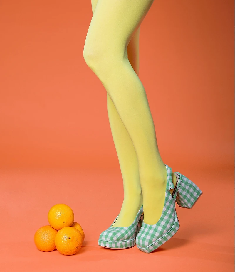 Antonio Melani x Amanda Jones Vaughan Penny Gingham Platform Block Heel Slingback Pumps