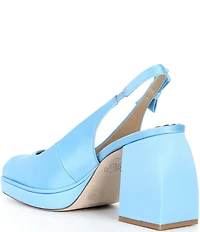 Antonio Melani x Amanda Jones Vaughan Penny Satin Platform Block Heel Slingback Pumps