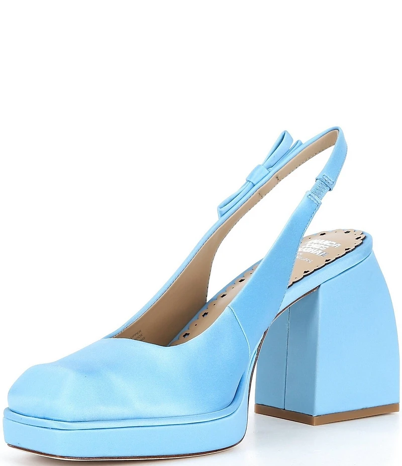 Antonio Melani x Amanda Jones Vaughan Penny Satin Platform Block Heel Slingback Pumps