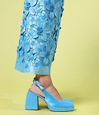 Antonio Melani x Amanda Jones Vaughan Penny Satin Platform Block Heel Slingback Pumps