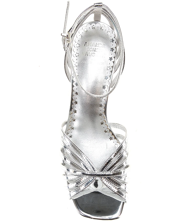 Antonio Melani x Amanda Jones Vaughan Regina Mirror Metallic Caged Strappy Block Heel Dress Sandals