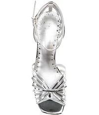 Antonio Melani x Amanda Jones Vaughan Regina Mirror Metallic Caged Strappy Block Heel Dress Sandals