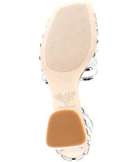 Antonio Melani x Amanda Jones Vaughan Regina Mirror Metallic Caged Strappy Block Heel Dress Sandals