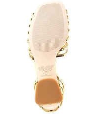 Antonio Melani x Amanda Jones Vaughan Regina Mirror Metallic Caged Strappy Block Heel Dress Sandals